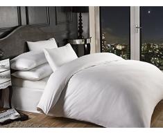 Grovesnor satinÃ© Ã Rayures en Coton 1000Â Fils Housse de Couette de lit Parure de lit, Coton Polyester, Super King Size, Blanc