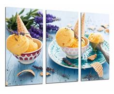 Tableau Moderne Photographique, Impression sur bois, Restaurant, Glacier, Glace Vanilla Cucurucho, Azul, 97 x 62 cm, ref. 26988