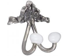 Better & Best Cintre de 2Â Crochets, avec Lazada Droite, Aluminium, cÃ©ramique, Argent, 12,5Â x 5Â x 10Â cm