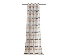 Iovivo Rideau à oeillets Kemi en voilage rayé, 245 x 140 cm Rayé beige