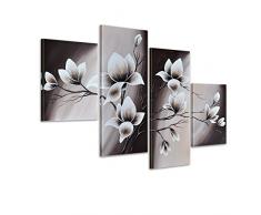 Bilderdepot24 Magnolia M2 Tableau Peinture, Sur Toile, Peint à La Main, 120x80cm Ensemble De 4 Pièces 404