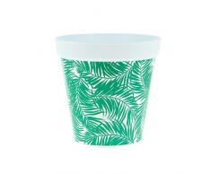 My Note Deco 065749 Cache Pot Rond pré-percé 17cm Jungle en Plastique Recyclable, Vert, Diamètre 17 cm