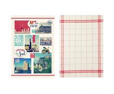 Coucke Lot de 2 Torchons, Coton, Rouge, 75x50 cm