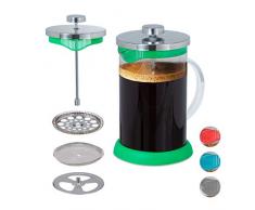Relaxdays cafetière manuelle, passoire en inox, saveur de café aromatique, 800 ml, verre & plastique, vert