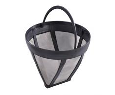 Xavax Filtre permanent pour machine à café (filtre pour machines à café et thé, à 12 cm, hauteur 10 cm, maillage en acier inoxydable, réutilisable, va au lave-vaisselle, rechange pour taille 4) Noir