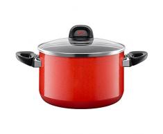 Silit 2102296973 Faitout Haut avec Couvercle, Acier, Rouge, 24 cm