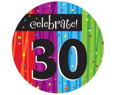 8-count rond papier Assiettes Ã dessert, cÃ©lÃ©brer 30, Milestone fÃªtes