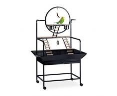 Relaxdays Perchoir XL pour Oiseaux, Parc Jeux pour perroquets et perruches, perchoir, Pont, 170 x 100 x 80 cm, Noir