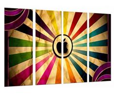 Tableau Moderne Photographique, Impression sur bois, Logo Apple Vintage, couleurs arc-en-ciel, technologie, 131 x 62 cm, ref. 26874