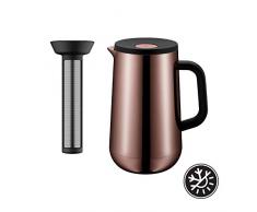 WMF Impulse Lot de 2 verseuses isothermes 1,0 l avec passoire à thé, pour café ou thé Fermeture à Pression Garde Les Boissons Froides et Chaudes Pendant 24 h Cuivre Vintage