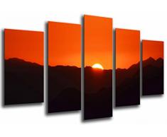 Tableau Moderne Photographique, Impression sur bois, Nature Horizon, coucher de soleil, coucher de soleil orange, 165 x 62 cm, ref. 27097