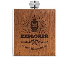SmartWoods Flasque en Acier Inoxydable avec boÃ®tier en Bois Naturel, bÃ©ton Transparent ou Pierre 177 ML, Bouteille Ã Eau-de-Vie, idÃ©e Cadeau (Lanterne dexplorateur), Lanternes, 15 x 10 x 2,5 cm