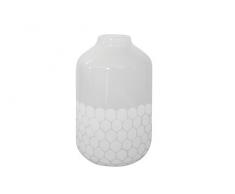 nows home 7575855 Vase Blanc Hauteur 43 Brise Ext Mat Motif Cordelette Int Porcelaine Brillante, Verre, 19x18,5x33 cm