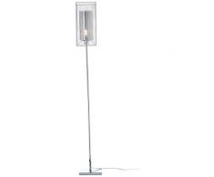 Brilliant Cage Lampadaire dÃ©coratif 1 ampoule 1,5 m avec abat-jour en tissu argentÃ©, 1 ampoule E27 adaptÃ©e aux lampes normales jusquÃ max. 30 W