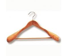 M-Home Cintre contorneada vernissée avec Barre épaulettes, Bois, Naturel, 43 x 6 x 24 cm