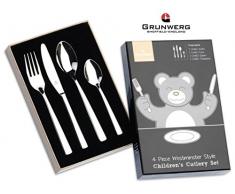Grunwerg en acier inoxydable style de Westminster de 4Â piÃ¨ces Ensemble de couverts pour enfantsÂ âÂ 4bxchdwms