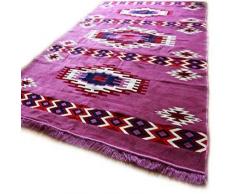 Kelim Orient Tapis en damassÃ© Rouge/Bleu foncÃ© 200 x 300 cm