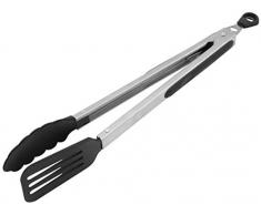 FACKELMANN 40281 Pince multifonction 35 cm Pince Ã servir en acier inoxydable Pince de cuisine et barbecue pour casseroles et poÃªles Noir/argentÃ©