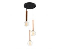 Homemania Suspension Tube Lustre de Plafond Noir Or Métal 34 x 34 x 120 cm 3 x E27 40 W