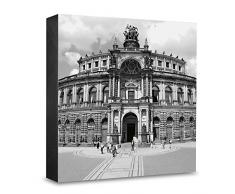 COGNOSCO HG-DD108 Tableau Mural en Bois avec Photo darchitecture Dresden Semper-Oper, Bois, Noir et Blanc, 15 x 15 cm