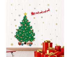 Wallflexi Noël Décorations Mural Autocollants Santas Traîneau Noël avec Arbre Mural Murals Stickers Salon Enfants Crèche Ãcole Restaurant Café Hôtel Maison Bureau Décor, Multicolore