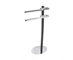 FRANDIS 191318 Porte Serviettes à Poser Bambou Noir & métal chromé 20 x 40,5 x 90,5 cm