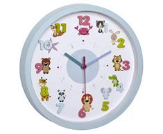 TFA-Dostmann Horloge Murale pour Enfant, Plastique, Bleu Clair, (L) 309 x (B) 44 x (H) 309 mm