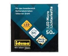 Idena 31825, LED Guirlande lumineuse pour lintérieur, 50 Blanc chaud avec minuteur, piles, cuivre, argent, 520 x 1 x 1 cm