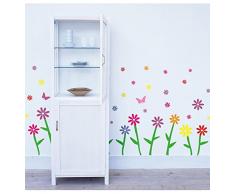 Enov Planet BeeStick Sticker Mur de Fleurs ColorÃ©es - Autocollant Mural Multicolore 130 x 70