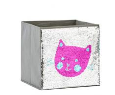 STORE.IT Boîte à Jouets pour Chat Non tissée Argenté/Rose/Bleu/Rose 32 x 32 x 32 cm