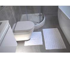 Rapport Finley Ensemble de Salle de Bain, Blanc, Bathmat (50x80cm), Pedestal Mat (50x50cm)