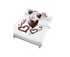 Italian Bed Linen Cuore di Cioccolato Un lit de 80/95 (150 x 200 cm-) 52 x 82 cm