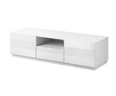 ESF AB-03 Meuble TV, MDF (Panneau de Fibres de Bois à densité Moyenne), recouverts dun Papier décor imprégné de résine mélamine, Finition Blanc Mat, Taille unique