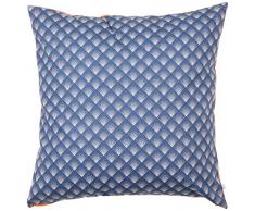 Maison Martin Morel 0660042082268 Coussin Damier Verso Coton Bleu/Orange 8 x 40 cm
