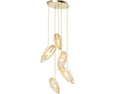 Kare Capsule Amber Suspension Blindage Verre TeintÃ© Baldaquin Acier Inoxydable Laiton Or