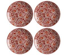 Maxwell Williams Boho Assiettes à dessert en porcelaine, Porcelaine, Rouge, Dinner Plates