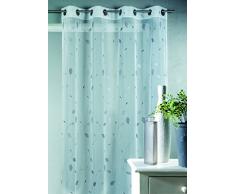 Home Maison HM6960399 Voilage aux Imprimés Feuilles Etamine Brodée Polyester Gris 140 x 260 cm