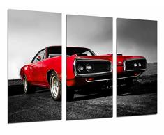 Tableau Moderne Photographique, Impression sur bois, Red Sports Car Racing Vintage,, 97 x 62 cm, ref. 26807