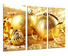 Tableau Moderne Photographique, Impression sur bois, Décoration de Noël dor, boules darbre, 97 x 62 cm, ref. 26883