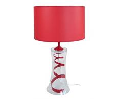 Tosel 62889 Lampe de Table Trompeta Métal Verre 100 W E27 Rouge