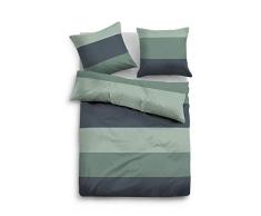 TOM TAILOR 0009936 Parure de lit en Flanelle avec taie doreiller en Coton et 1 Housse de Couette 155 x 220 cm et 1 taie doreiller 80 x 80 cm Vert Hiver