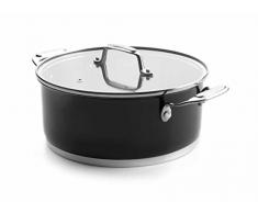 Lacor 44028 cocotte avec couvercle en verre 28 cm, shcwarz