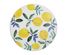 Creative Tops Sets de Table Ronds imprimés Citrons avec Dos en liège Multicolore 29 cm
