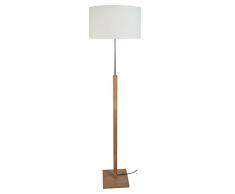 Tosel 50767 Lampadaire â Hod, Pied en Bois hêtre, Tube Acier, Abat-Jour Cotton, E27, 60 W, Naturel