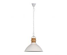 lum & Co lampe Suspension métal et Bois dôme, Crème