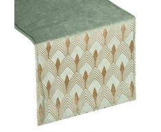 Eurofirany Chemin de Table en Velours Motif géométrique 40 x 140 cm