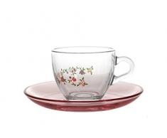 PASABAHCE 97984Â Spring Lot de 6Â Tasses Ã cafÃ© avec Assiette, 8,5Â cl, en Verre Transparent/Multicolore