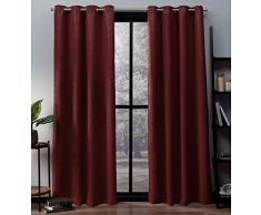 Home Exclusive Exclusif Maison Rideaux Oxford texturé en Satin de Coton Thermique pièce Obscurcir Grommet Top fenêtre Panneau de Rideau Paire, Piment, 52 x 63