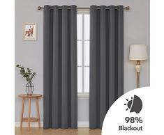 Deconovo Rideau Occultant Chambre Fille Restaurant Salon Anti Chaleur Isolant Thermique Moderne à Oeillet 2 Pcs, Gris Foncé, 140x229cm
