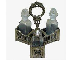 Better & Best Triangle Lot de 3 bocaux à vinaigrier et salière en verre avec support triangulaire en métal Argenté 16 x 16 x 19 cm